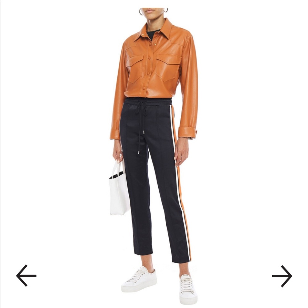 New Sandro Paris Kylian Cropped Striped Satin-jersey Track Pants